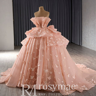 Handmade 3D Butterfly Quinceanera Dress Ball Gown with Ruffle