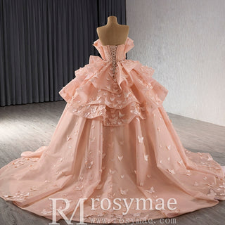 Handmade 3D Butterfly Quinceanera Dress Ball Gown with Ruffle