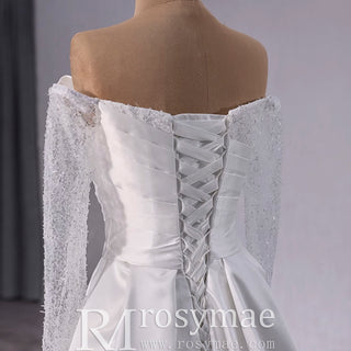 High-end Handmade Sparkly Wedding Dress with Long Sleeve