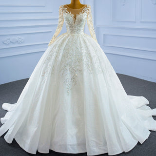 Sparkly Luxury Princess Puffy Wedding Dress with Long Sleeve