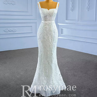 Mermaid Tulle Appliques Wedding Dress With Detachable Train