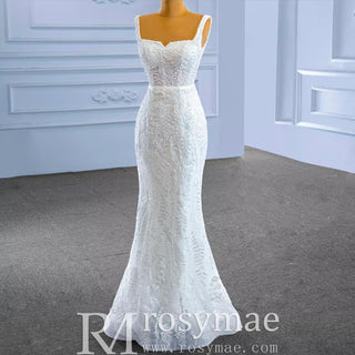 Mermaid Tulle Appliques Wedding Dress With Detachable Train