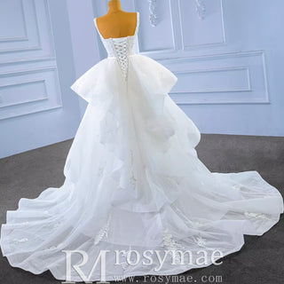 Mermaid Tulle Appliques Wedding Dress With Detachable Train