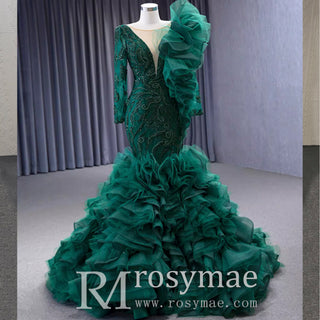 Mermaid-Pageant-Dress-Long-Sleeve-Ruffled-Evening-Prom-Dress
