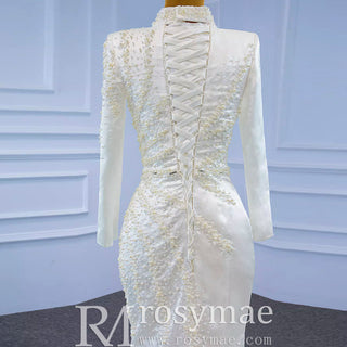 Long Sleeve O-Neck Mermaid Wedding Dress with Detachable Skirt