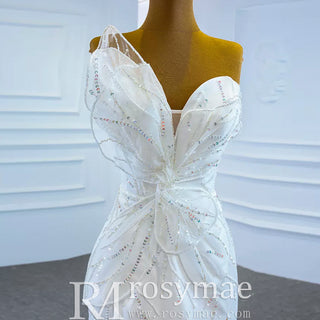 Sweetheart Sheath Satin Modern Butterfly Wedding Dress with Leg Slit