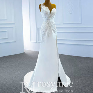 Sweetheart Sheath Satin Modern Butterfly Wedding Dress with Leg Slit