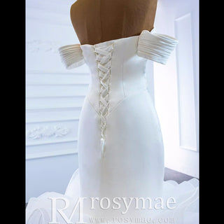 Elegant Ruffle Skirt Trumpet Wedding Dress with Detachable Sleeves