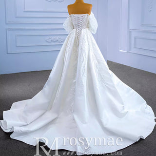 Beaded Modern Off the Shoulder Wedding Dress with Detachable Skirt