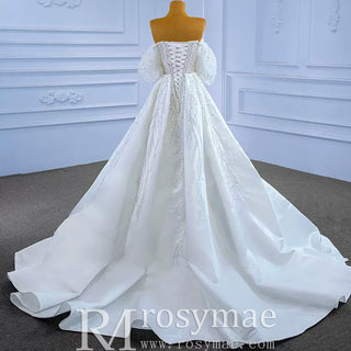 Beaded Modern Off the Shoulder Wedding Dress with Detachable Skirt