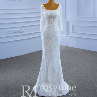 Beaded Fit and Flare Wedding Dress with Detachable Overskirt