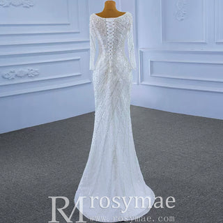 Beaded Fit and Flare Wedding Dress with Detachable Overskirt