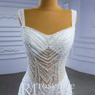 Luxury Beaded Mermaid Sheer Bodice Wedding Dress