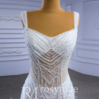 Luxury Beaded Mermaid Sheer Bodice Wedding Dress