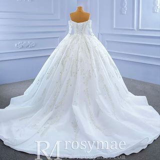 Luxury Wedding Dress Off the Shoulder Long Sleeve Wedding Gown