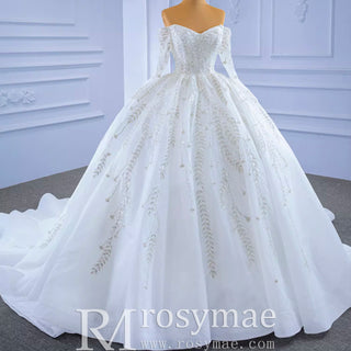 Luxury Wedding Dress Off the Shoulder Long Sleeve Wedding Gown