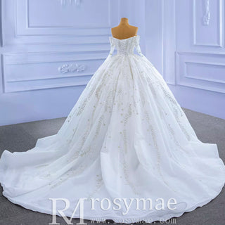 Luxury Wedding Dress Off the Shoulder Long Sleeve Wedding Gown