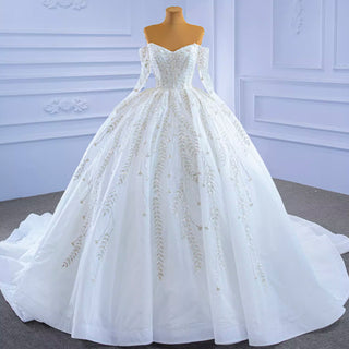 Luxury Wedding Dress Off the Shoulder Long Sleeve Wedding Gown