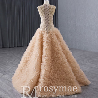 High-end Rhinestone Sequins Pleated Prom Dress Ruched Formal Gown