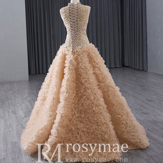 High-end Rhinestone Sequins Pleated Prom Dress Ruched Formal Gown