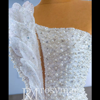 Sparkly Mermaid Sequins Beading Wedding Dress with One Shoulder