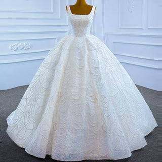 High-end Puffy Skirt Ball Gown Wedding Dress with Square Neckline