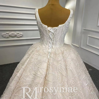 High-end Puffy Skirt Ball Gown Wedding Dress with Square Neckline