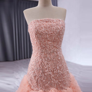 High-end Handmade Ruffles Prom Dress Strapless Formal Gown