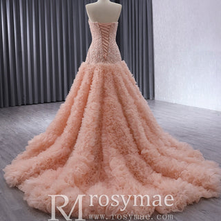 High-end Handmade Ruffles Prom Dress Strapless Formal Gown