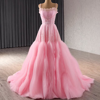 Elegant Prom Gown Wedding Guest Dress With Spaghetti Straps