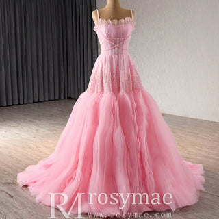 Elegant Prom Gown Wedding Guest Dress With Spaghetti Straps