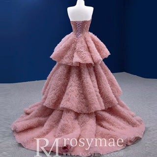 Ruffle Formal Prom Dress Layered Pageant Gown Wedding Dress