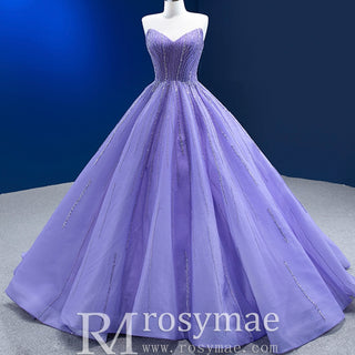 Beaded Lavender Ball Gown Quince Dress with Removable Sleeves