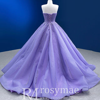 Beaded Lavender Ball Gown Quince Dress with Removable Sleeves