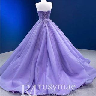 Beaded Lavender Ball Gown Quince Dress with Removable Sleeves