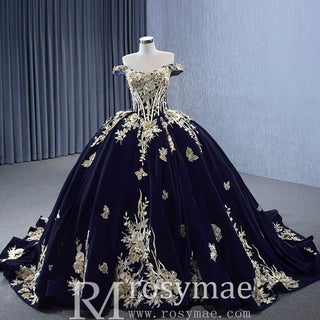 Embroidery Lace Appliqued Ball Gown Quinceanera Dress with Off The Shoulder