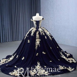 Embroidery Lace Appliqued Ball Gown Quinceanera Dress with Off The Shoulder