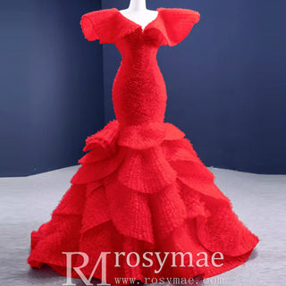 Mermaid Princess Tiers Prom Dress Luxury Custom Evening Gowns