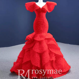 Mermaid Princess Tiers Prom Dress Luxury Custom Evening Gowns