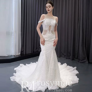 Luxury Mermaid Beaded Wedding Dress Elegant Bridal Gowns
