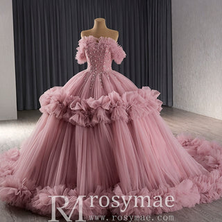 luxury Quinceanera Dress Beaded Ball Gown with Off the Shoulder