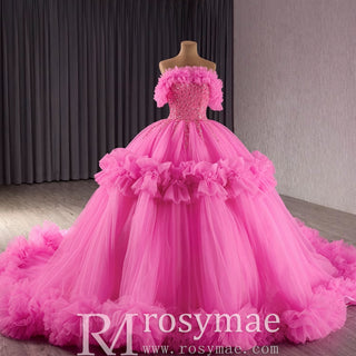 luxury Quinceanera Dress Beaded Ball Gown with Off the Shoulder