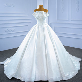 Strapless Satin Ball Gown Wedding Dress Modest Wedding Gown