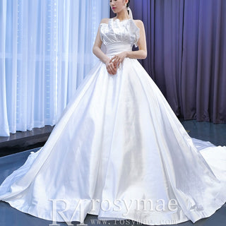 Strapless Satin Ball Gown Wedding Dress Modest Wedding Gown