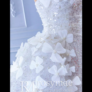 Shiny Beaded Mermaid Wedding Dress with Detachable Skirt