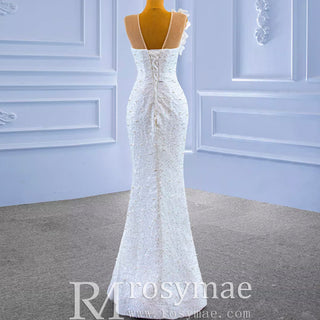 Shiny Beaded Mermaid Wedding Dress with Detachable Skirt