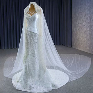 Elegant Sheer Long Sleeve Fit and Flare Wedding Dress