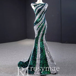 Mermaid Sequins Cap Sleeve Prom Dress Sparkly Evening Gown