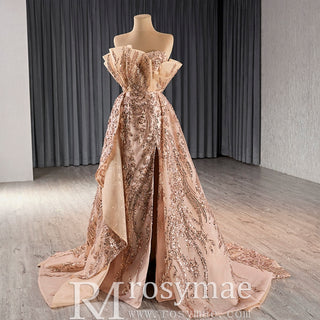 Gorgeous Sparkly Gold Sequins Formal Gown Prom Dress with Leg Slit