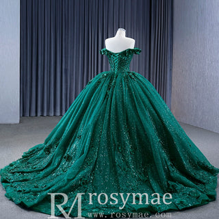 Spring Green Ball Gown Quinceanera Dress with Off the Shoulder